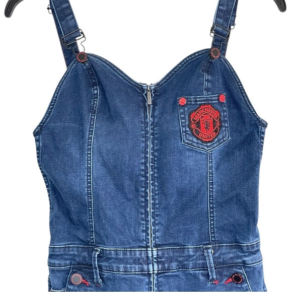 True Religion Women's X Manchester United Skinny Stretch Denim Overall Jumpsuit - Picture 7 of 15